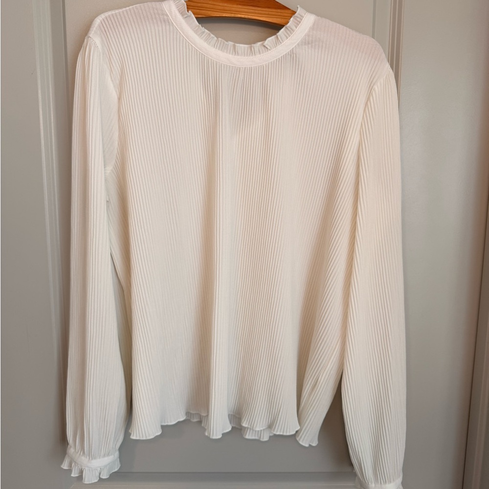 Ann Taylor Ivory Pleated Blouse